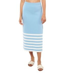 Edited by Remi Bader Soft Stretch Knit Maxi Fitted Skirt Light Blue Size XL